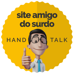 Selo amarelo Amigo do Surdo - HandTalk